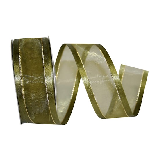 JAM Paper 1.5" x 25yd. Sheer Satin Edge Metallic Ribbon